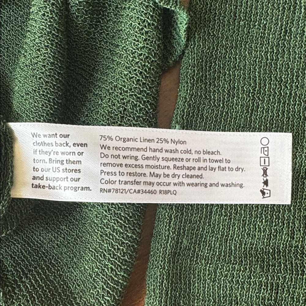 Eileen Fisher Deep Green Long Sleeve Top, Sz L - Picture 4 of 6